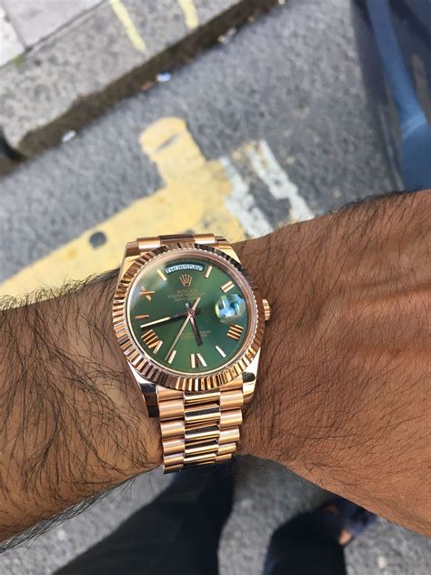 rolex day date rose gold on wrist|rolex day date 40 everose.